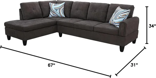 Vista 2 de Star Home Living Juego de 2 sofás seccionales orientados a la izquierda, marrón oscuro
