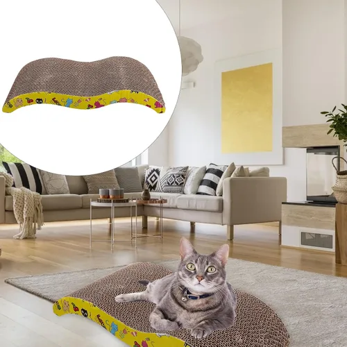 Vista 9 de TEHAUX Almohadilla de rascador para gatos, cartón corrugado para gatos, reversible, grande, ancho, cartón rascador para gatos de interior, tablero