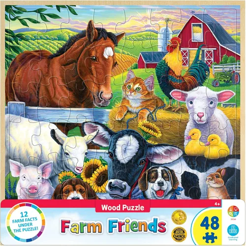 Vista 9 de Masterpieces Rompecabezas de 48 piezas de hechos divertidos para niños, rompecabezas de madera del arca de Noé, 12 x 12 pulgadas