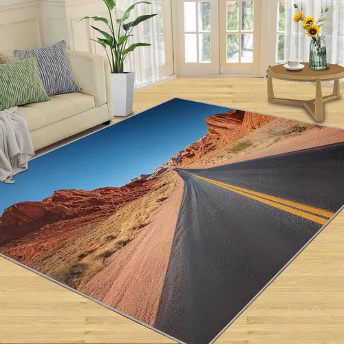 Vista 9 de Autumn Forest Rugs for Bedroom, Lake Forest Area Rug, Landscape Photo Rugs for Living Room, Indoor Non-Slip Rug, Machine Washable Carpet for Front