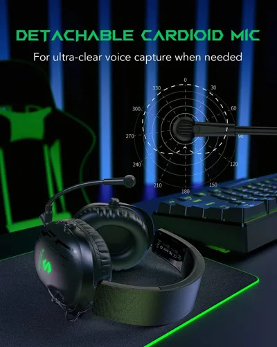Vista 6 de Black Shark Auriculares inalámbricos para juegos con micrófono ultra claro desmontable - Bluetooth 5.2 - Con cable 0.138 in - 2.4 GHz inalámbrico 3