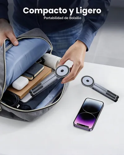 Vista 8 de LENTION Laptop Stand, Magnetic Foldable 8-Level Adjustable MagSafe Riser
