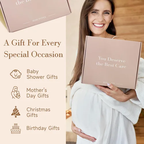 Vista 7 de Regalos para nueva mamá, 11 paquetes de lujo para el cuidado de la nueva mamá después del bebé, regalos de embarazo para la futura mamá, cesta