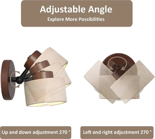 Vista 4 de Aplique de pared ajustable de piedra natural - Lámpara de baño de mármol con cableado directo, lámpara rústica de estilo campestre, iluminación