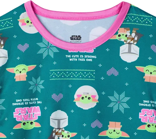 Vista 2 de STAR WARS Baby Yoda - Conjunto de ropa interior térmica para niñas, 2 piezas, camisa de capa base y leggings largos John para niñas