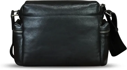 Vista 3 de IVTG Bolso de cuero genuino y bolso de mensajero para hombre, bolso de hombro de cuero a la moda, maletín, bolso cruzado, correa