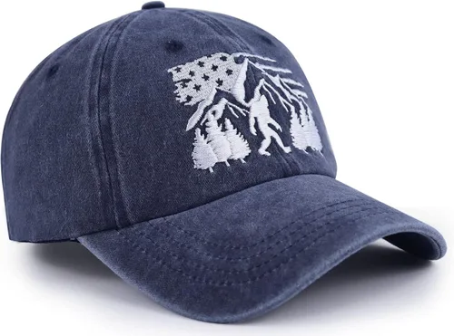 Vista 9 de Bigfoot Sombreros para hombres y mujeres, divertido gorro de béisbol ajustable de algodón lavado bordado salvaje pie grande Sasquatch