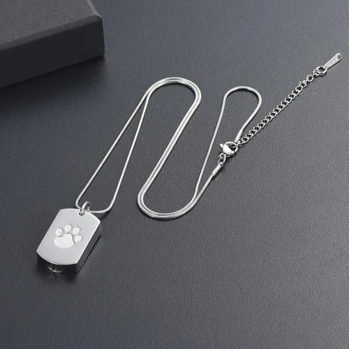 Vista 5 de Collar de urna de cremación para cenizas para mascotas, joyería conmemorativa de cenizas con estampado de patas, colgante de recuerdo, deja una foto