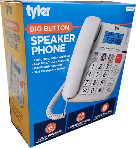 Vista 6 de Tyler Teléfono de botón grande para teléfono fijo de personas mayores - Timbre fuerte para personas con discapacidad auditiva - Dail de velocidad