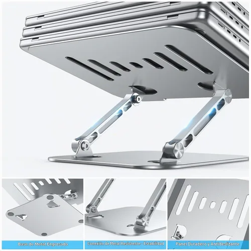 Vista 5 de K&ZZ Soporte para computadora portátil para escritorio, soporte ajustable 03-Plateado