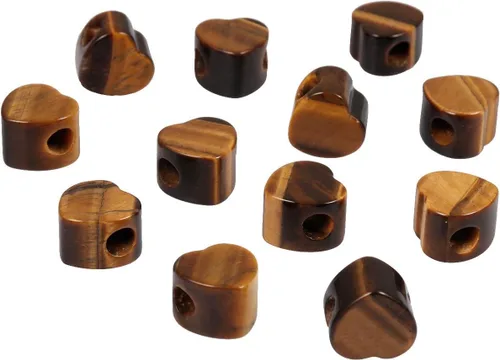Vista 4 de TUMBEELLUWA Cuentas de piedra para la fabricación de joyas, cuentas sueltas con forma de corazón de cristal curativo con agujero grande, paquete
