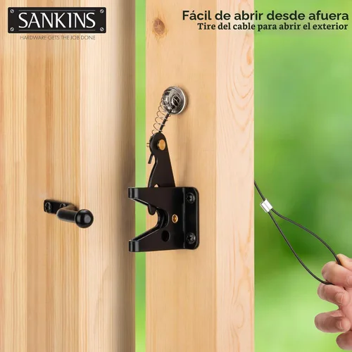 Vista 6 de Pestillo de puerta de bloqueo automático para valla de madera con tirador