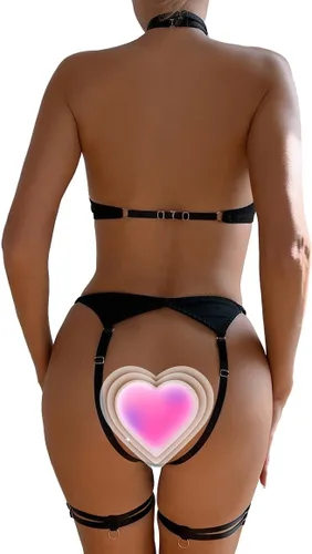 Vista 2 de Lilosy - Conjunto de lencería sexy y transparente para mujer, brasier transparente y braga, 2 piezas