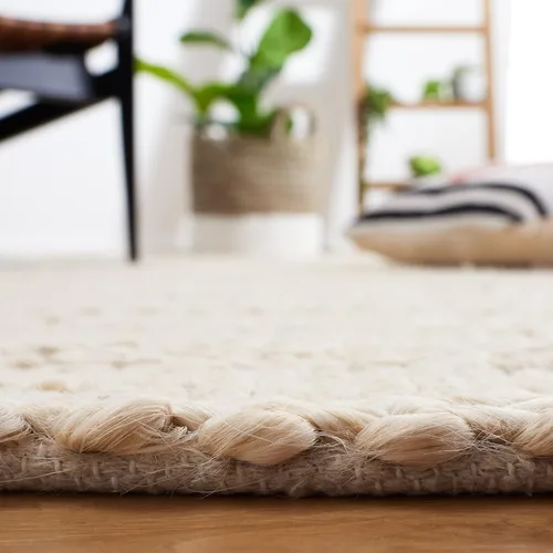 Vista 4 de SAFAVIEH Natural Fiber Collection - Alfombra decorativa de 2 x 3 pies, color lejía, yute hecho a mano, diseño trenzado tejido, ideal para entrada
