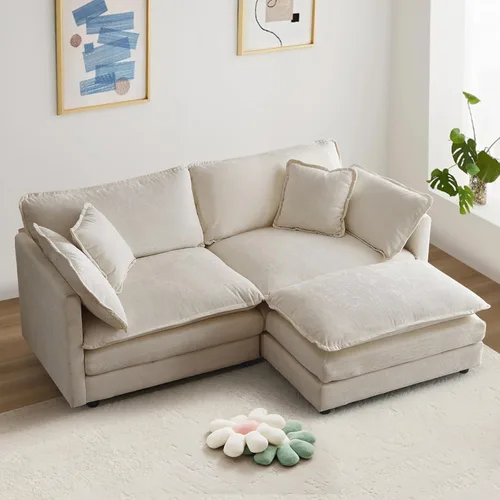 Vista 30 de Sofá seccional modular convertible de 76.7", sofás de dos plazas de chenilla con asiento profundo y cojines tipo loveseat para sala de estar, Beige