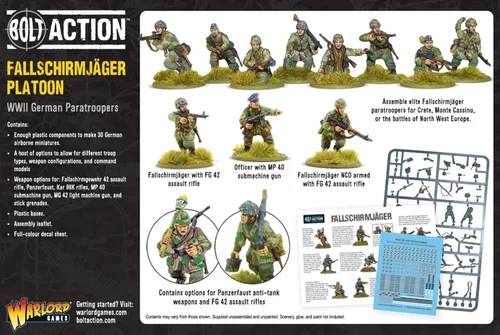 Vista 5 de Warlord Games Paracaidistas aerotransportados alemanes Fallschirmjager - Miniaturas de plástico a escala de 1.102 in para Bolt Action Miniaturas