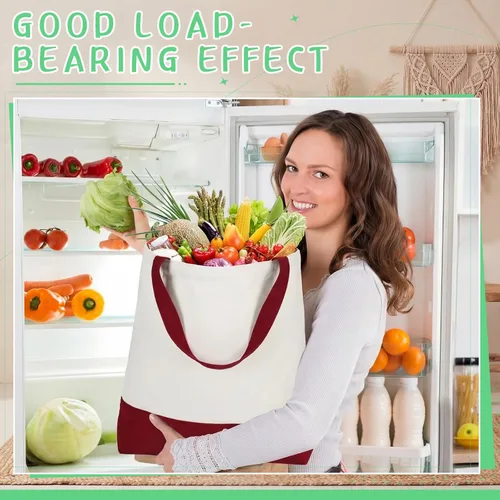 Vista 2 de Epakh Bolsas de lona a granel de 18.5 x 15 pulgadas, reutilizables, bolsas de compras para comestibles, equipaje para compras
