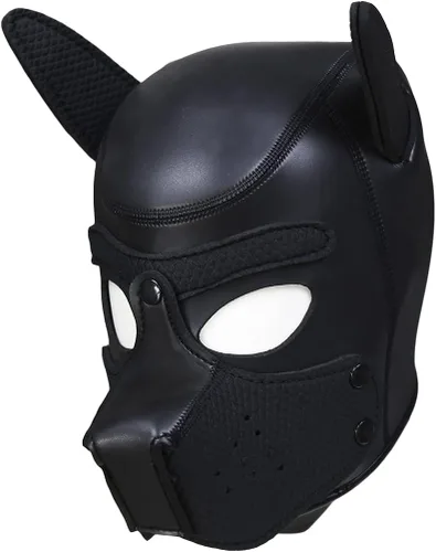 Vista 2 de Neoprene Dog Puppy Hood Mask with Detachable Muzzle Full Face Animal Head Mask for Halloween