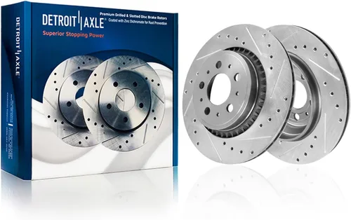 Vista 47 de Detroit Axle - Rotores perforados delanteros de 10.827 in + pinza de freno lateral del pasajero de repuesto para Toyota RAV4 Prius V Lexus HS250H
