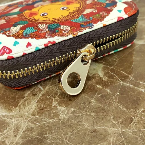 Vista 5 de MOYYO Funda de cuero con cremallera para tarjetas de crédito RFID para mujeres y niñas