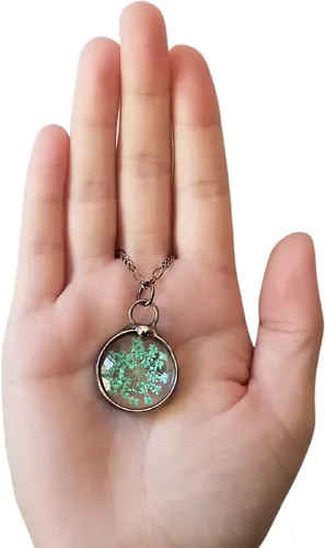 Vista 34 de Queen Anne's - Collar de encaje con colgante de flor prensada real en cristal hecho a mano, joyería de flores silvestres, collares de encaje