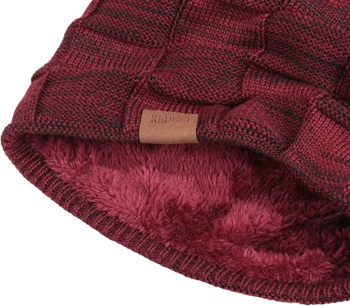 Vista 3 de REDESS Gorro para hombre y mujer, gorro de invierno cálido, gorro de punto holgado grueso