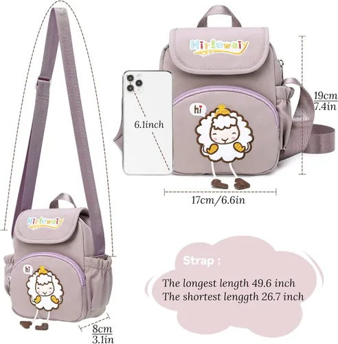 Vista 2 de MIRLEWAIY Lindo bolso cruzado de ovejas de dibujos animados para niñas bolso de mano con bordado de lámpara bolso de hombro para niños pequeños