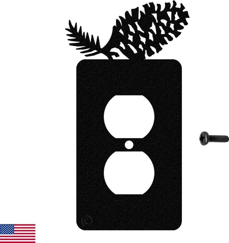 Vista 12 de Pine Cone - Placa de pared de doble toma de corriente dúplex (doble potencia, negro) - Fabricado en Estados Unidos