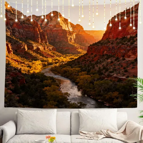 Vista 11 de Shrahala Tapiz de pared de hojas de arce otoñal, hojas rojas sin costuras sobre negro para colgar en la pared, tapiz grande decorativo de fibra