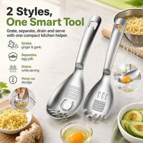 Vista 4 de Una cuchara, cuchara de cocina multifunción de acero inoxidable 5 en 1 2027 2PCS#A2