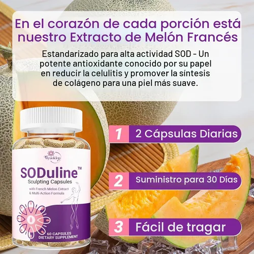 Vista 8 de Suplemento anticelulítico, cápsulas escultoras SODuline™ + SOD de melón francés with Phyto Beadlets, Cellulite Reduces, Cellulite Remover for