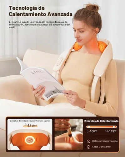 Vista 3 de KNQZE Masajeador de cuello inalámbrico para aliviar el dolor de tejido profundo con calor