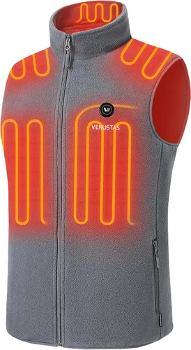 Vista 8 de Venustas Chaleco térmico de forro polar para hombre con batería, chaleco eléctrico ligero con aislamiento Negro