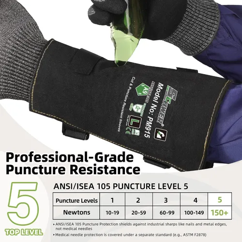 Vista 3 de Schwer Mangas de brazo resistentes a pinchazos ANSI A9 de 9 pulgadas