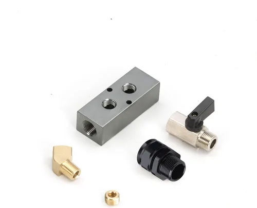 Vista 3 de Kit de salida de pared de aire comprimido para kit de línea de aire de 1/2 pulgada, accesorios de tubería de aire recta NPT de 1/2 "x 3/8", bloque