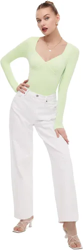 Vista 4 de Body de manga larga para mujer, doble forro, cuello en V, tanga adelgazante, colección Softhug