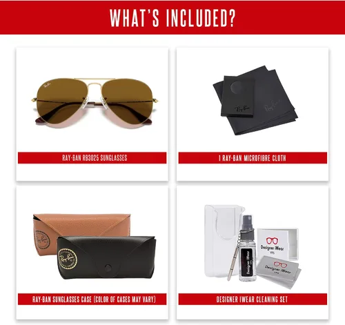 Vista 76 de Ray-Ban RB3025 - Lentes de sol de aviador de metal para hombre y mujer + paquete con kit de cuidado de gafas iWear de diseñador
