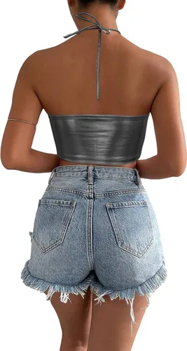 Vista 2 de krtwrnt Atuendos de festival para mujer Rave Crop Top