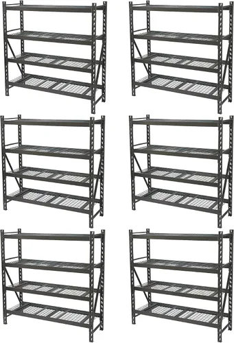 Vista 10 de Ironton Estantería industrial, 3 estantes de almacenamiento, estructura de acero, estante de 3 niveles con capacidad de carga de 2000 libras por