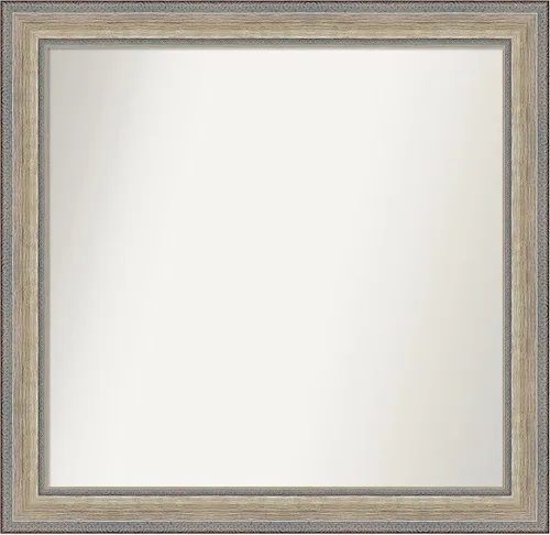 Vista 80 de Amanti Art Espejo de baño plateado para sobre el fregadero, 28 x 37 pulgadas, elegante espejo rectangular de peltre cepillado, marco de madera