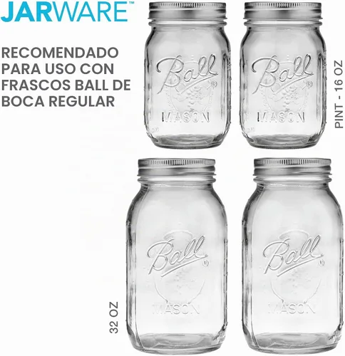 Vista 6 de Jarware Mason Jar - Tapa para coctelera para frascos de boca regular, acero