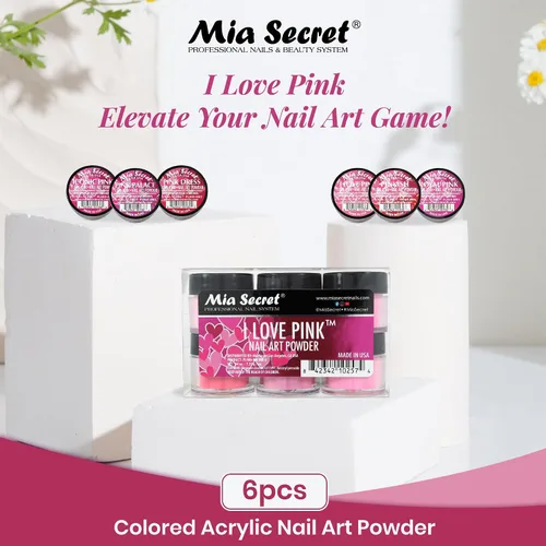 Vista 2 de Mia Secret - Colección de polvo acrílico para uñas, polímero Marry ME, 6 piezas