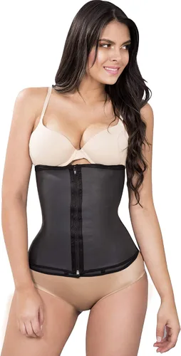 Vista 2 de Fiorella Shapewear Clip y cremallera de látex cintura Cincher entrenador corsé negro Fajas Colombianas reductoras 207B2