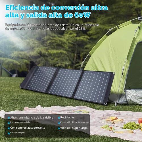Vista 3 de MARBERO Panel Solar Portátil de 60W Panel Solar Plegable de 60 Vatios para Generadores Solares IP65 Impermeable 23% de Alta Eficiencia Puerto USB