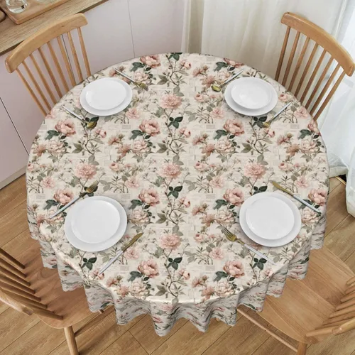 Vista 27 de Mantel redondo de 60 x 60 pulgadas con diseño de campanas de Navidad, de poliéster, resistente a las manchas y a las arrugas, mantel para cocina