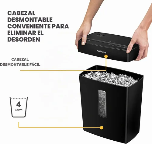 Vista 5 de [Usado] Fellowes P-40C Trituradora de papel de escritorio de corte cruzado de 8 hojas para oficina en casa
