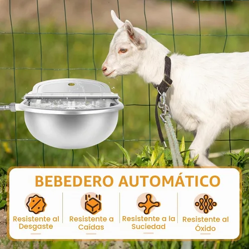 Vista 2 de 2 piezas automático de agua potable para animales, alimentador de agua de acero inoxidable, dispensador de perro de granja, kit de llenado