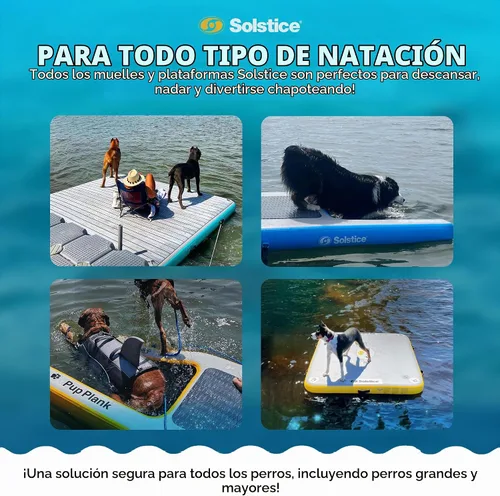 Vista 8 de SOLSTICE Inflatable Pup Plank, Dog Water Ramp for Boats & Docks - Floating Platform for Pets for Lake, River, Beach & Swimming Pool, Includes Pump