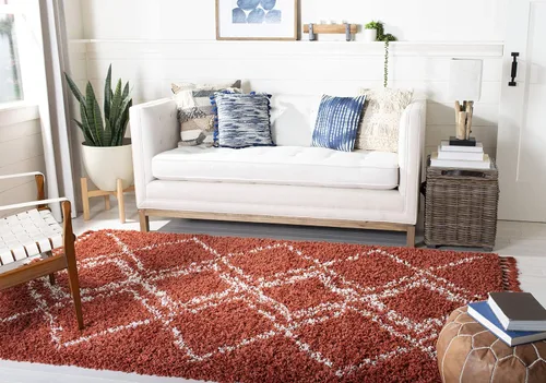Vista 13 de SAFAVIEH Pro Luxe Shag Collection - Alfombra de pasillo, 2 pies 6 pulgadas x 6 pies, color crema y azul, diseño de borlas bohemias, no desprende
