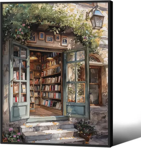 Vista 17 de Haitunone Arte de Pared de Lectura Femenina Victoriana Academia Oscura Libros Melancólicos Póster Pintura al Óleo Antigua Impresiones en Lienzo